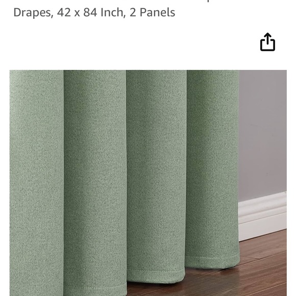 Green Faux Linen Blackout Curtains Set of 2 - Picture 5 of 8